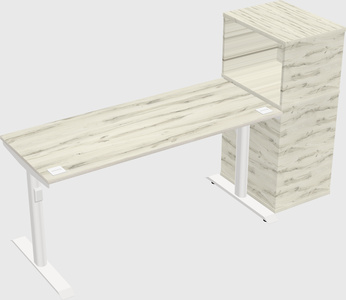 Dual motor electric desk w/cabinet