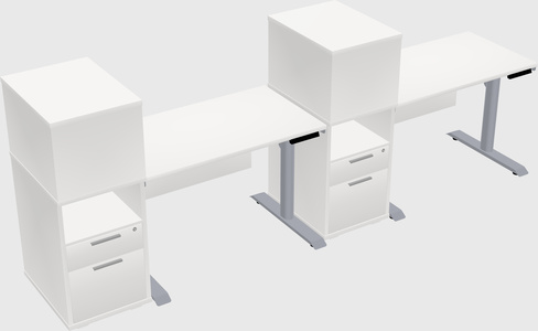 Dual motor electric desk w/cabinet