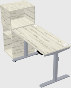 Dual motor electric desk w/cabinet