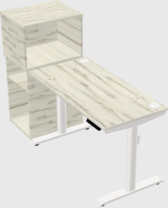 Dual motor electric desk w/cabinet