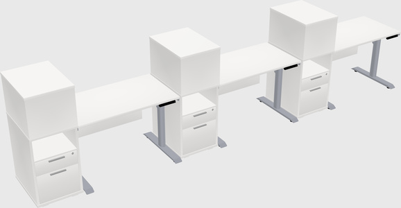 Dual motor electric desk w/cabinet