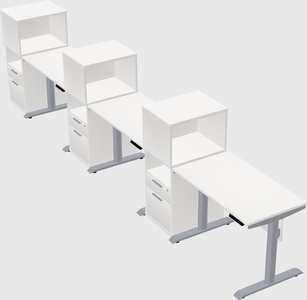 Dual motor electric desk w/cabinet
