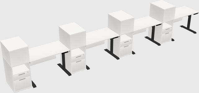 Dual motor electric desk w/cabinet