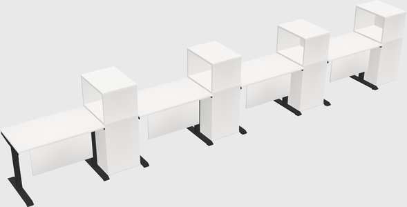 Dual motor electric desk w/cabinet