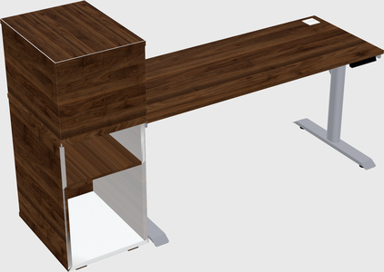 Dual motor electric desk w/cabinet