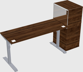 Dual motor electric desk w/cabinet