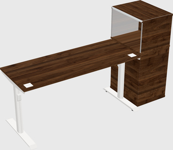 Dual motor electric desk w/cabinet