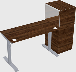 Dual motor electric desk w/cabinet