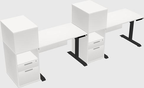Dual motor electric desk w/cabinet
