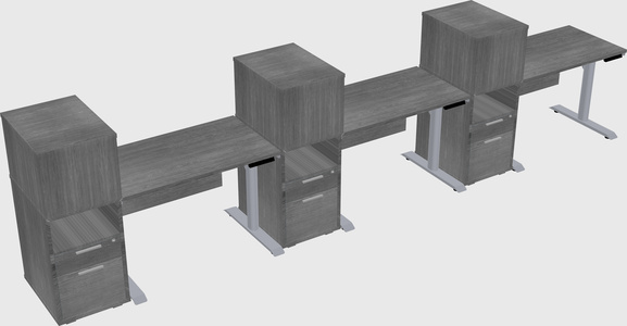 Dual motor electric desk w/cabinet