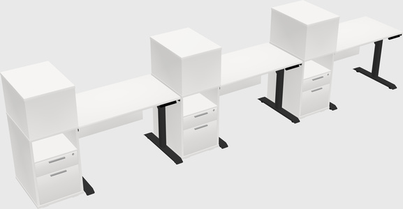 Dual motor electric desk w/cabinet