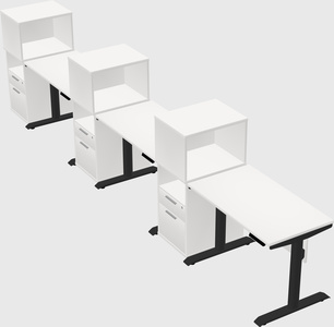 Dual motor electric desk w/cabinet