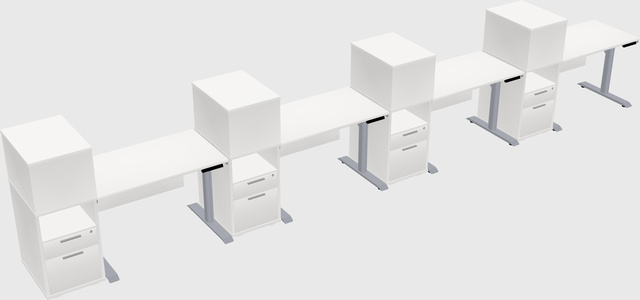 Dual motor electric desk w/cabinet