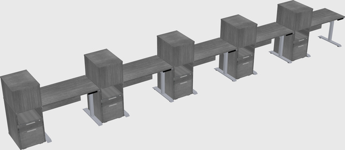 Dual motor electric desk w/cabinet