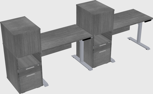 Dual motor electric desk w/cabinet