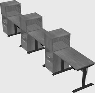 Dual motor electric desk w/cabinet