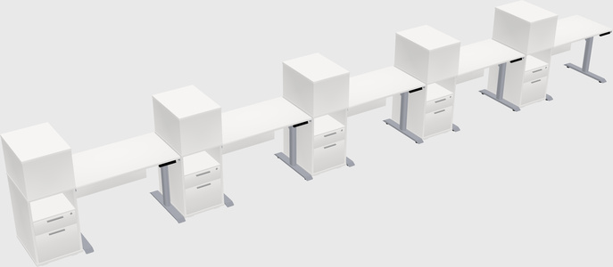 Dual motor electric desk w/cabinet