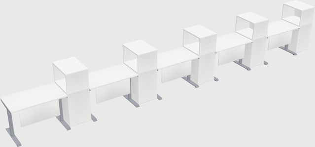 Dual motor electric desk w/cabinet