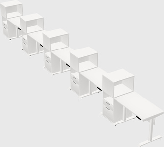 Dual motor electric desk w/cabinet