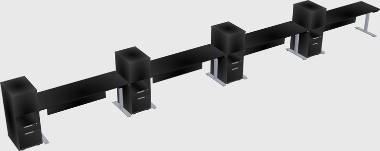 Dual motor electric desk w/cabinet