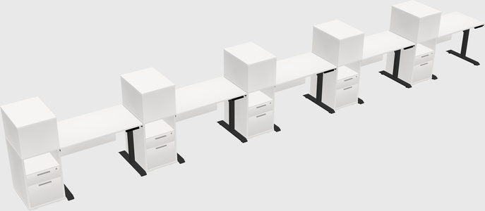 Dual motor electric desk w/cabinet