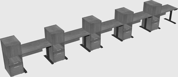 Dual motor electric desk w/cabinet