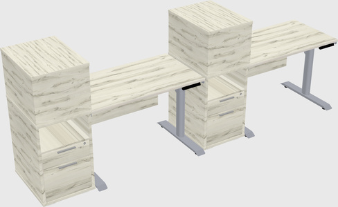 Dual motor electric desk w/cabinet