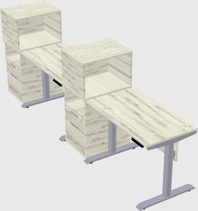 Dual motor electric desk w/cabinet