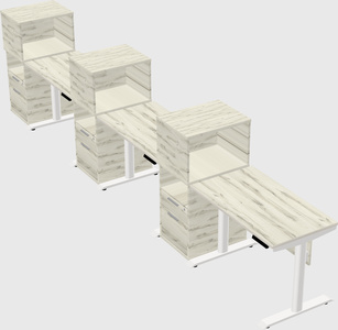 Dual motor electric desk w/cabinet
