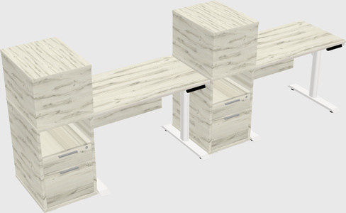 Dual motor electric desk w/cabinet