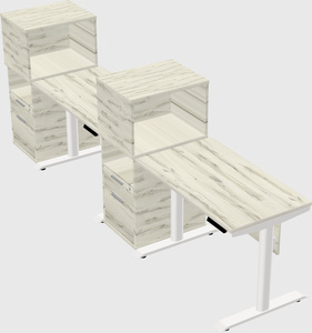 Dual motor electric desk w/cabinet
