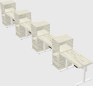 Dual motor electric desk w/cabinet