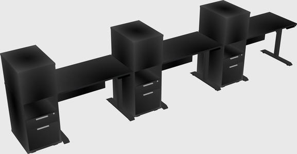 Dual motor electric desk w/cabinet