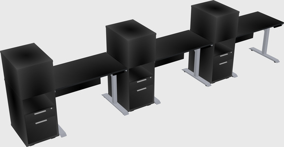 Dual motor electric desk w/cabinet