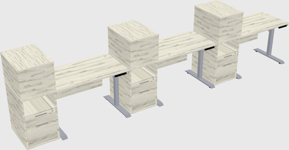 Dual motor electric desk w/cabinet