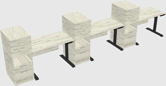 Dual motor electric desk w/cabinet