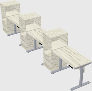 Dual motor electric desk w/cabinet