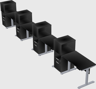 Dual motor electric desk w/cabinet
