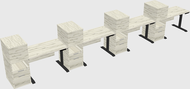 Dual motor electric desk w/cabinet