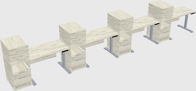 Dual motor electric desk w/cabinet