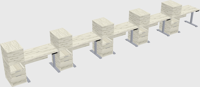 Dual motor electric desk w/cabinet