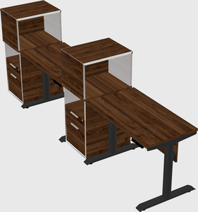 Dual motor electric desk w/cabinet