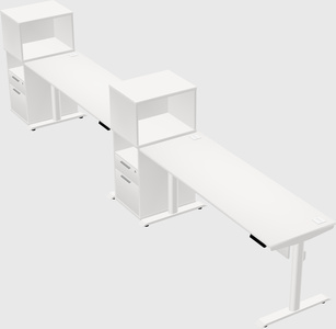 Dual motor electric desk w/cabinet