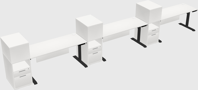 Dual motor electric desk w/cabinet