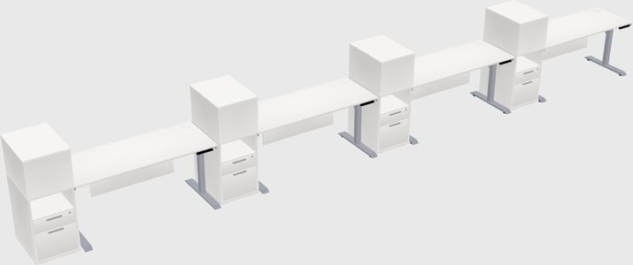 Dual motor electric desk w/cabinet