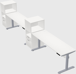 Dual motor electric desk w/cabinet