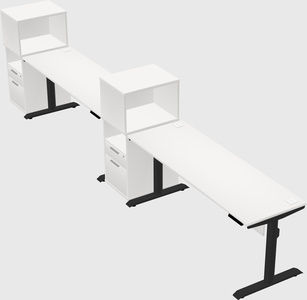 Dual motor electric desk w/cabinet