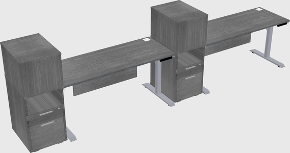 Dual motor electric desk w/cabinet