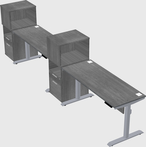 Dual motor electric desk w/cabinet