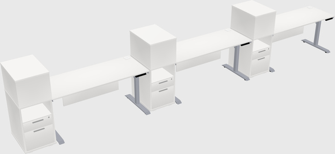 Dual motor electric desk w/cabinet